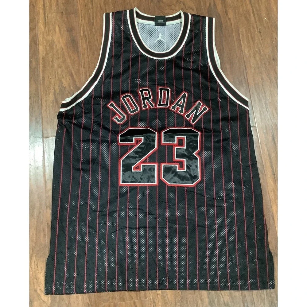 Jordan Mens Michael Jordan Jersey Pinstripes Sz Large Authentic Jordan Brand Jer